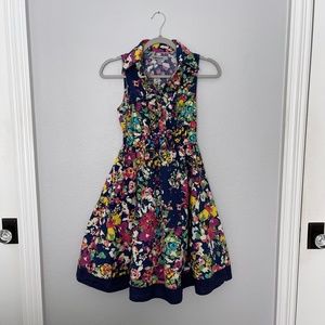 Retro Inspired, Floral, Fit and Flare, Sleeveless Ruffled Dress | Bailey…
